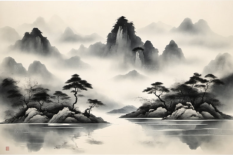水墨写意细腻装饰画