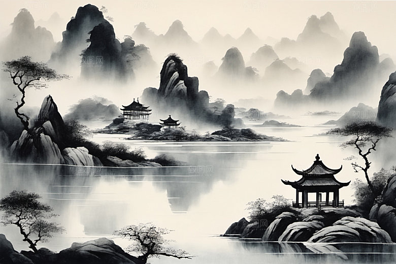 水墨写意唯美装饰画