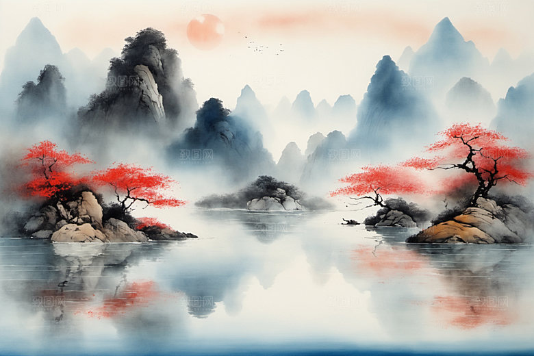 水墨国画唯美装饰画