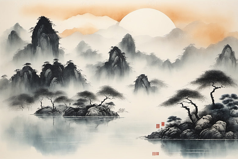 水墨高清细腻装饰画