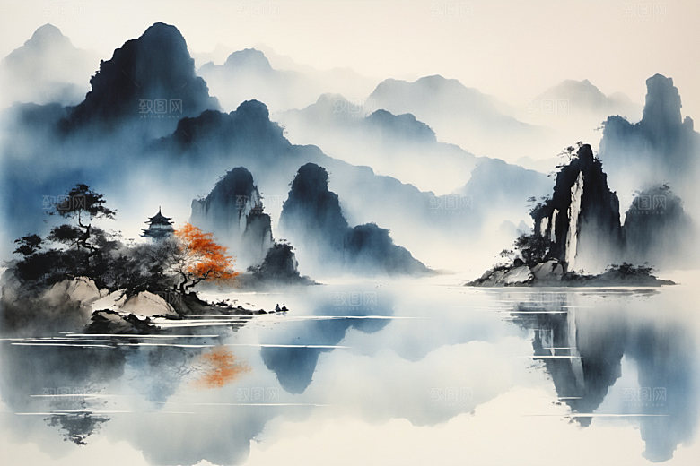 水墨山水唯美装饰画