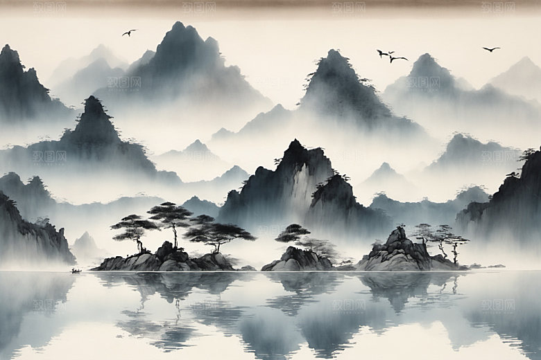 水墨山水唯美装饰画