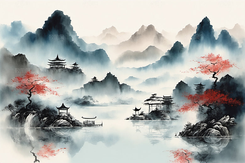 水墨高清细腻装饰画