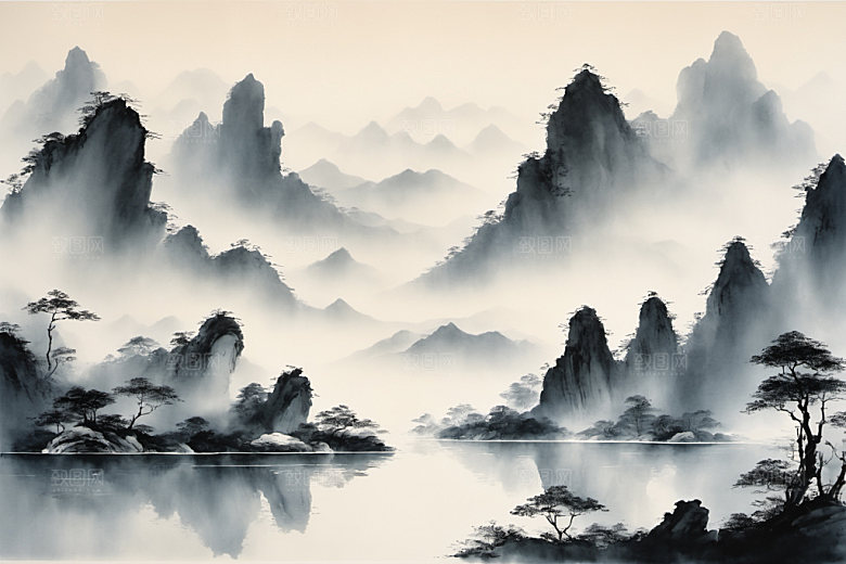 水墨国画山水装饰画