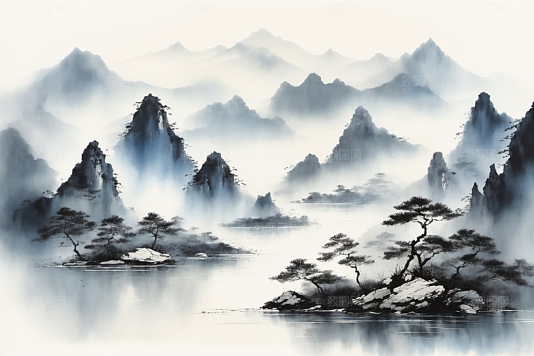 水墨唯美山水装饰画