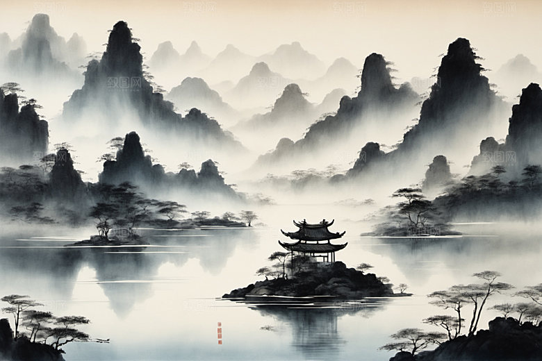 水墨唯美意境装饰画