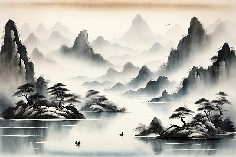 水墨唯美意境装饰画