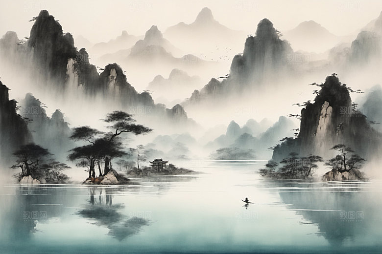 水墨唯美中国风装饰画
