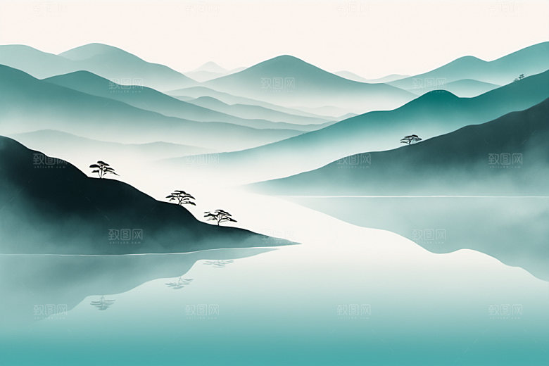 水墨高清山水装饰画
