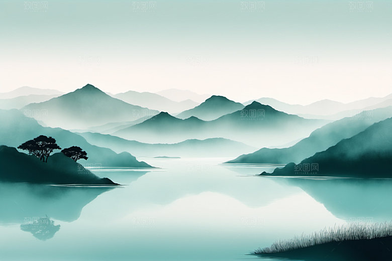水墨意境山水装饰画