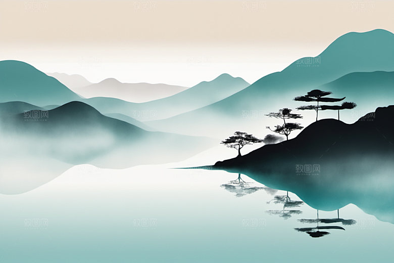 水墨国画唯美装饰画