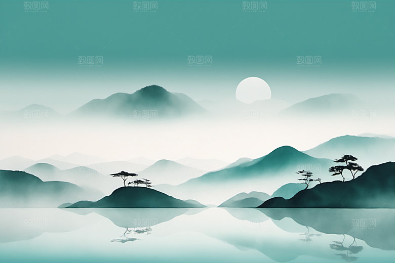 水墨山水国画装饰画