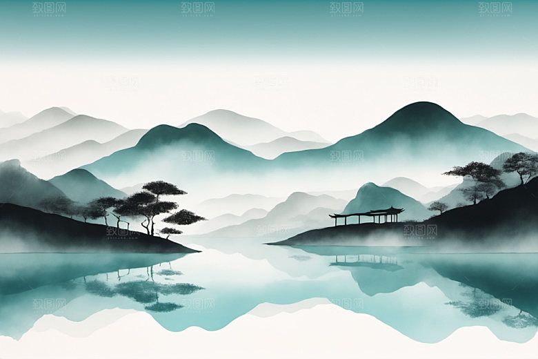 水墨山水唯美装饰画