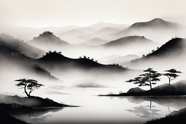 水墨高清国画装饰画