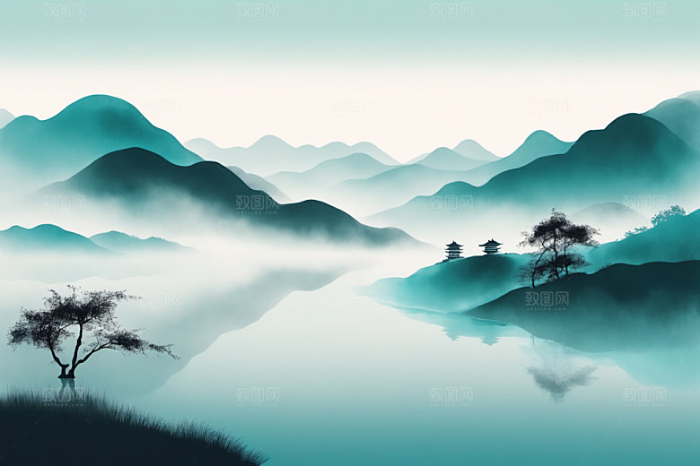 水墨高清细腻装饰画