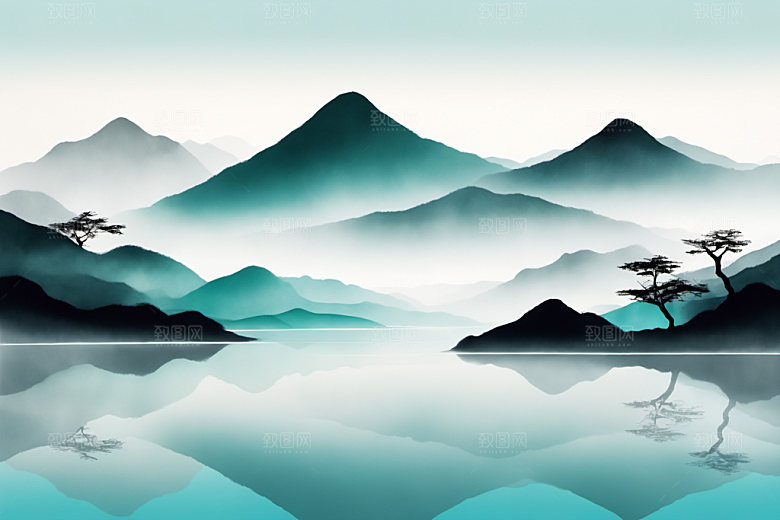 水墨写意山水装饰画