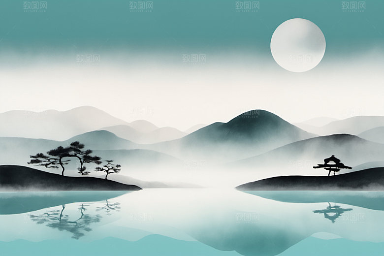 水墨唯美国画装饰画