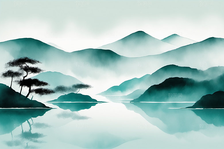水墨唯美国画装饰画