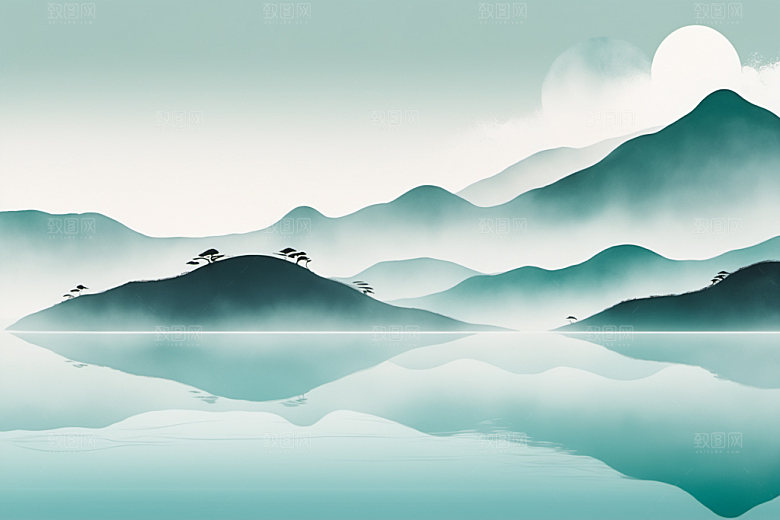 水墨山水唯美装饰画