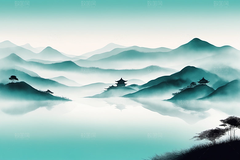 水墨山水中国风装饰画