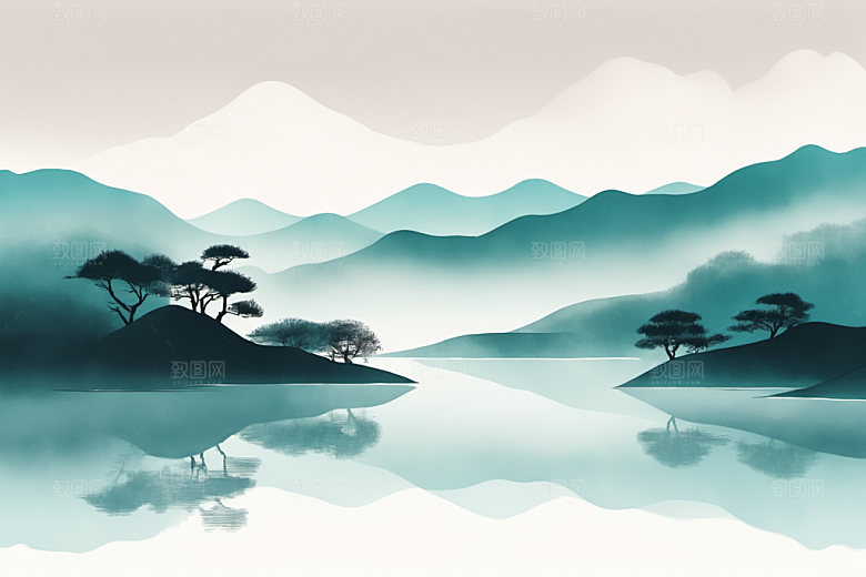 水墨唯美中国风装饰画
