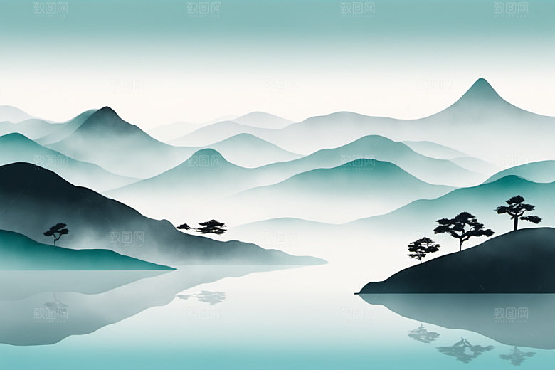 水墨山水中国风装饰画