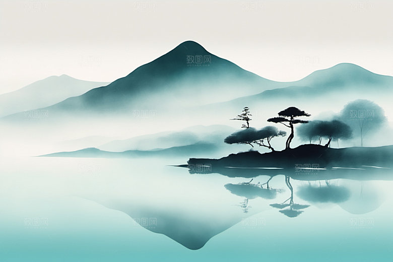 水墨山水高清装饰画