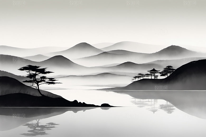 水墨国画意境装饰画