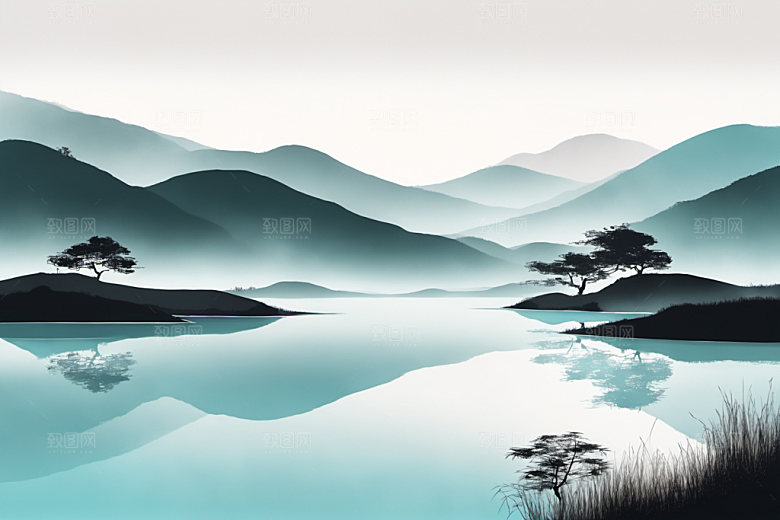 水墨中国风山水装饰画