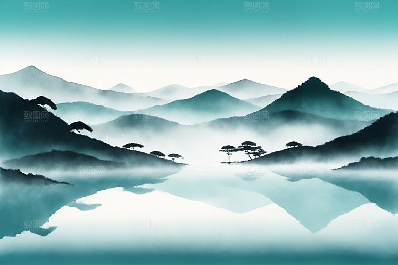 水墨山水意境装饰画