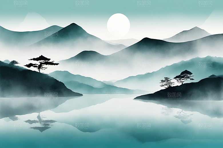 水墨中国风细腻装饰画