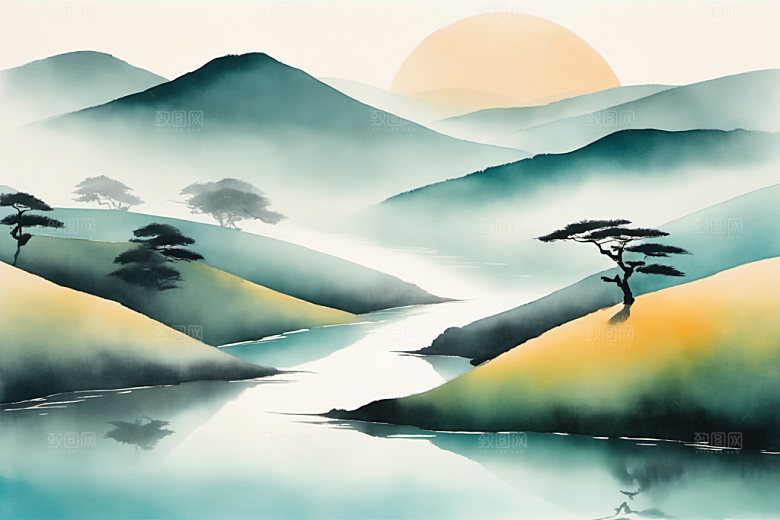 水墨细腻国画装饰画
