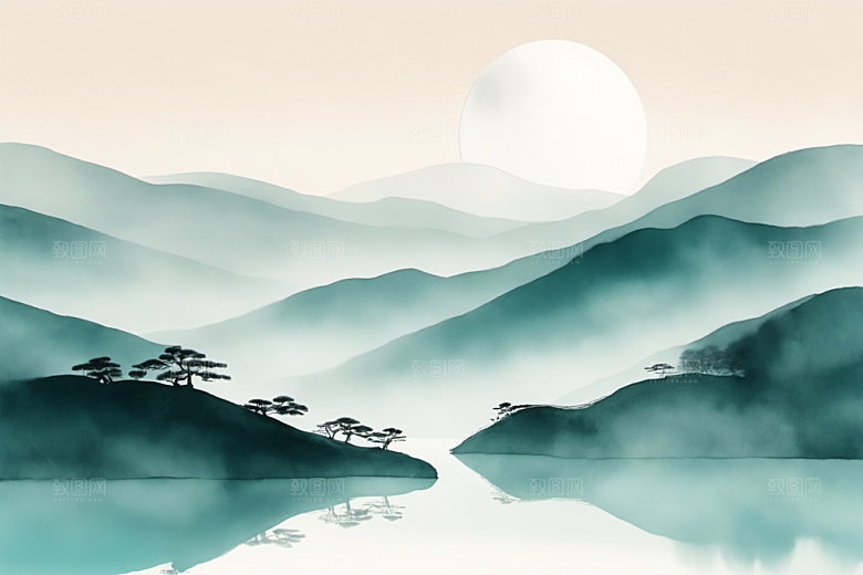 水墨细腻国画装饰画