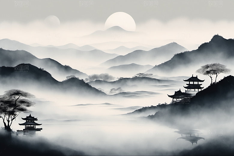 水墨高清细腻装饰画