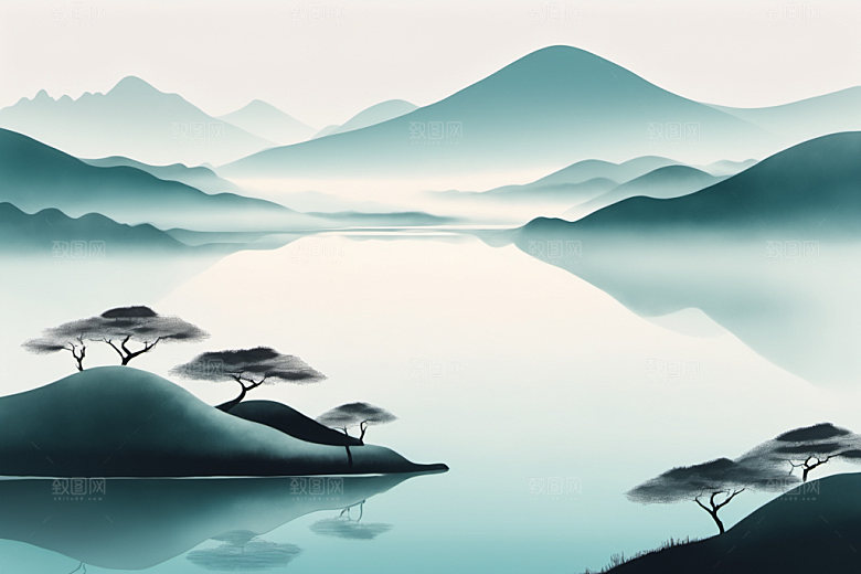 水墨中国风细腻装饰画