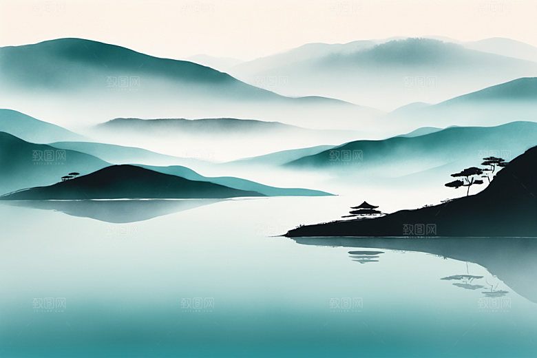 水墨唯美国画装饰画