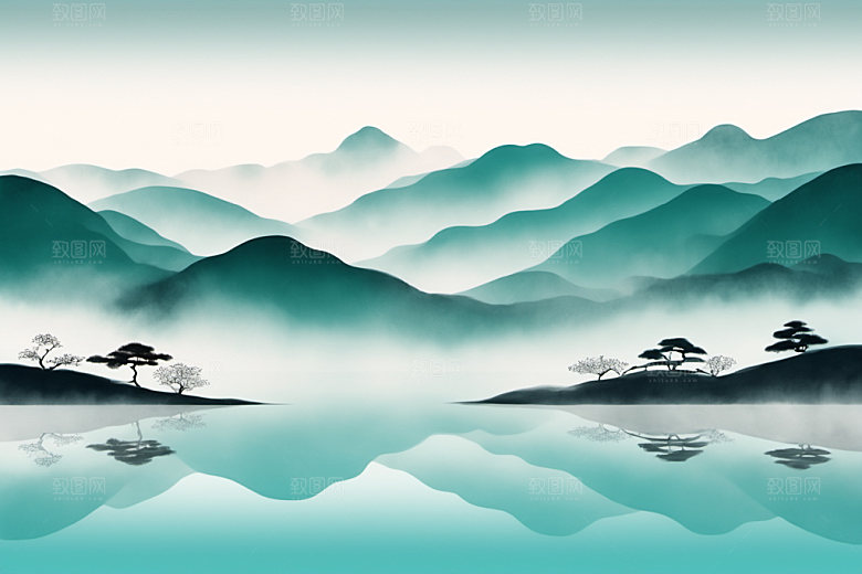水墨中国风山水装饰画