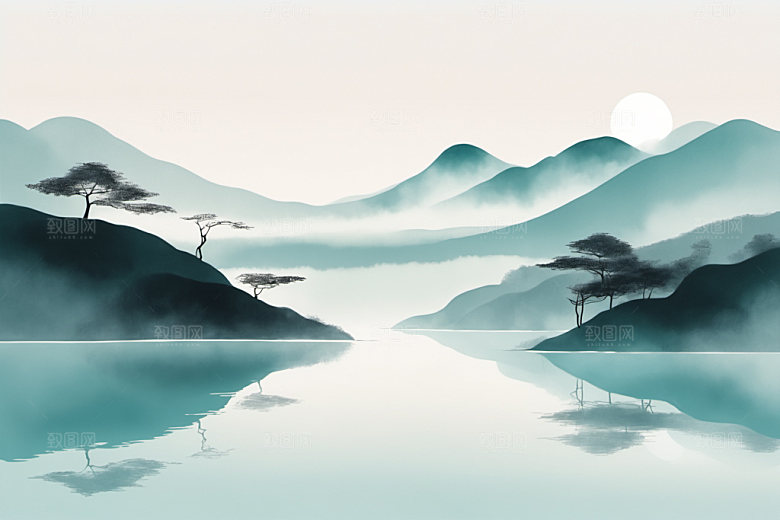 水墨山水中国风装饰画