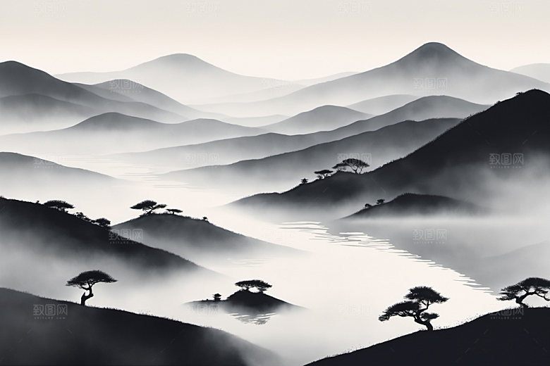 水墨国画高清装饰画