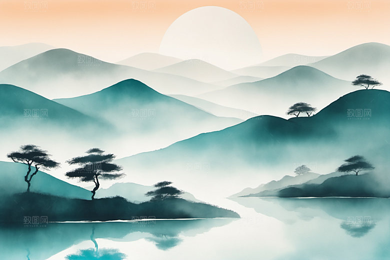 水墨中国风细腻装饰画
