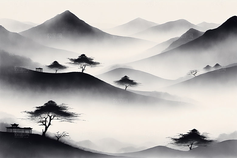 水墨唯美国画装饰画