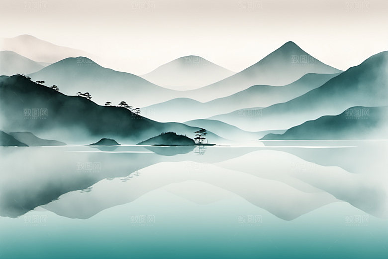 水墨山水意境装饰画
