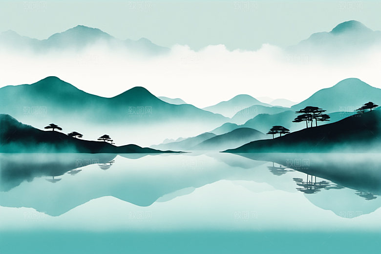 水墨国画山水装饰画