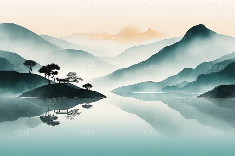 水墨写意唯美装饰画