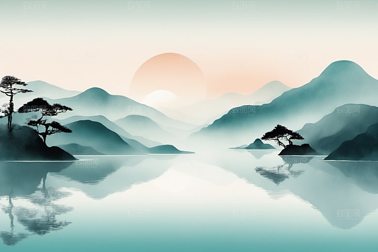 水墨中国风山水装饰画