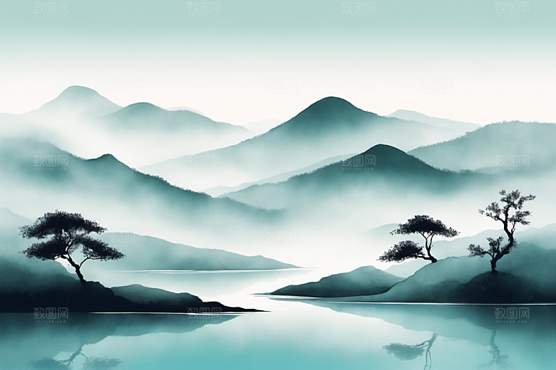 水墨山水国画装饰画