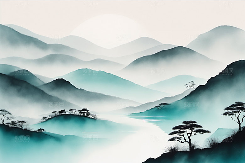 水墨细腻国画装饰画