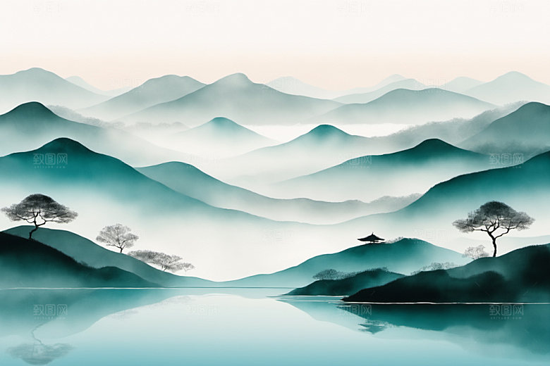 水墨意境山水装饰画