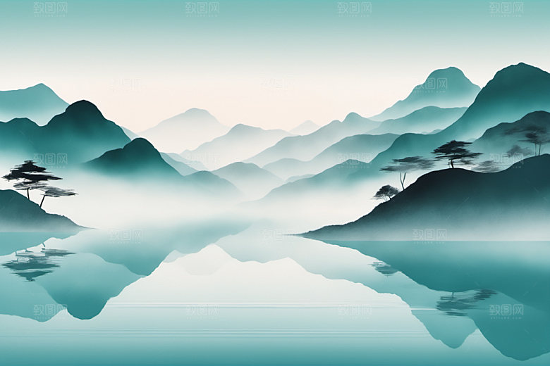 水墨山水细腻装饰画