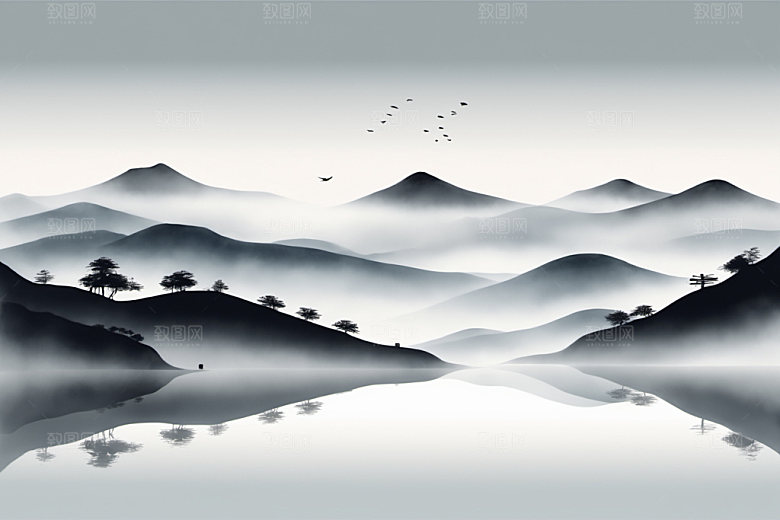 水墨山水中国风装饰画